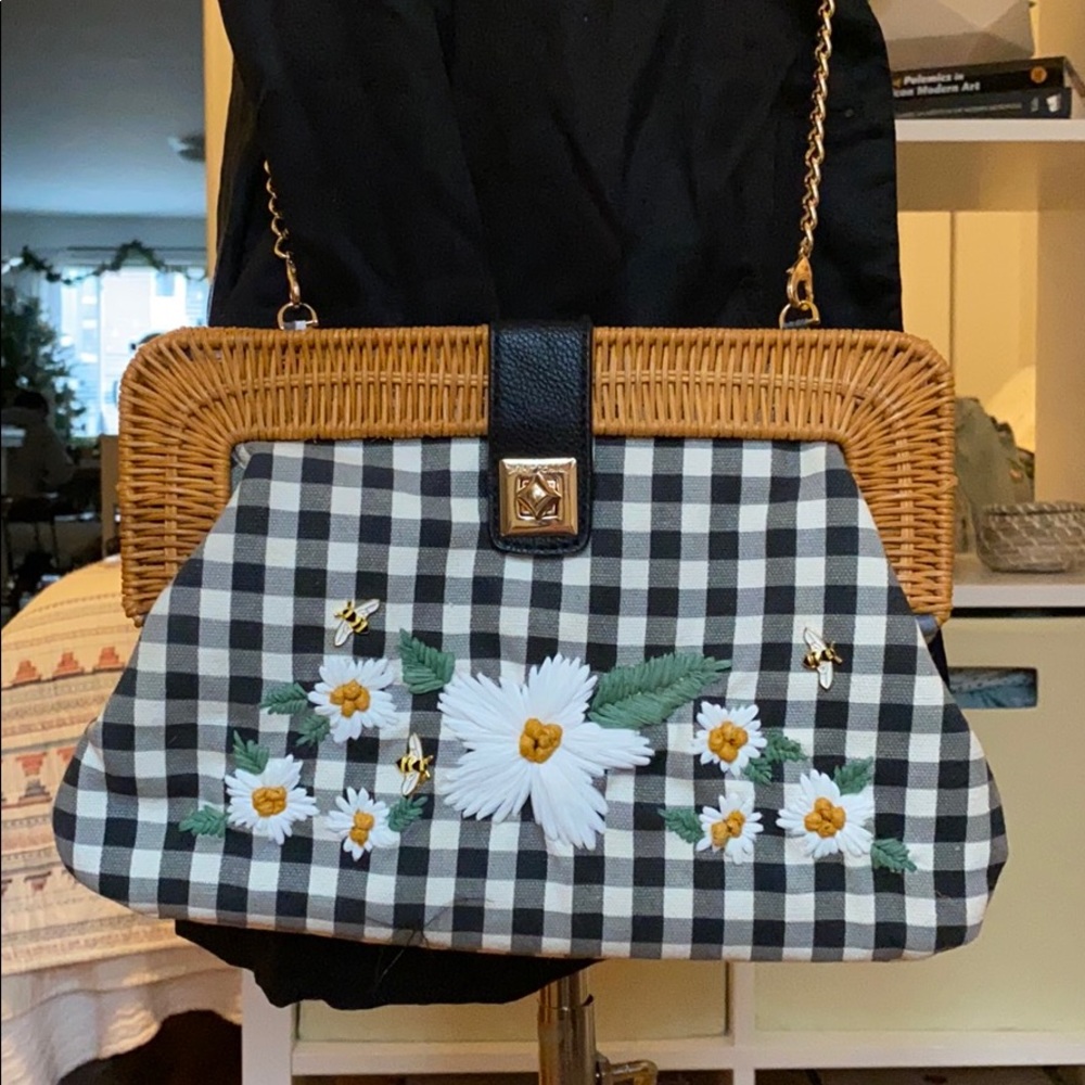 Betsy Johnson gingham Buzz 🐝 Crossbody Bag OS